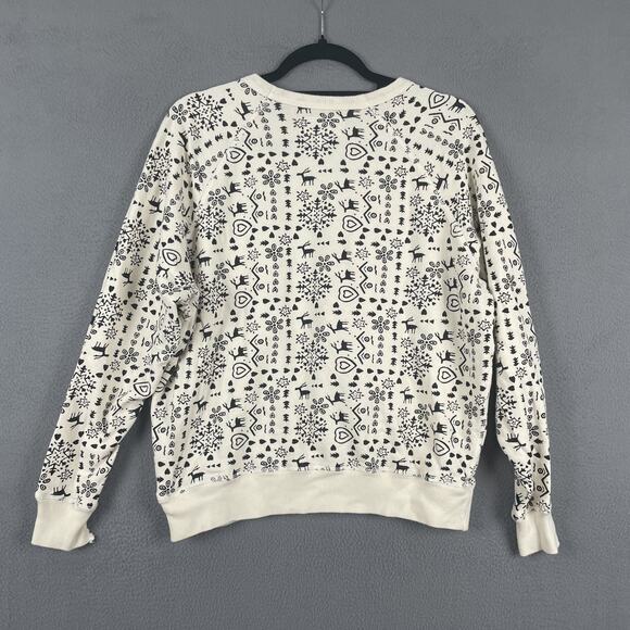 THE GREAT. Cream and Black Patterned Crew Neck Sweater - Picture 2 of 9